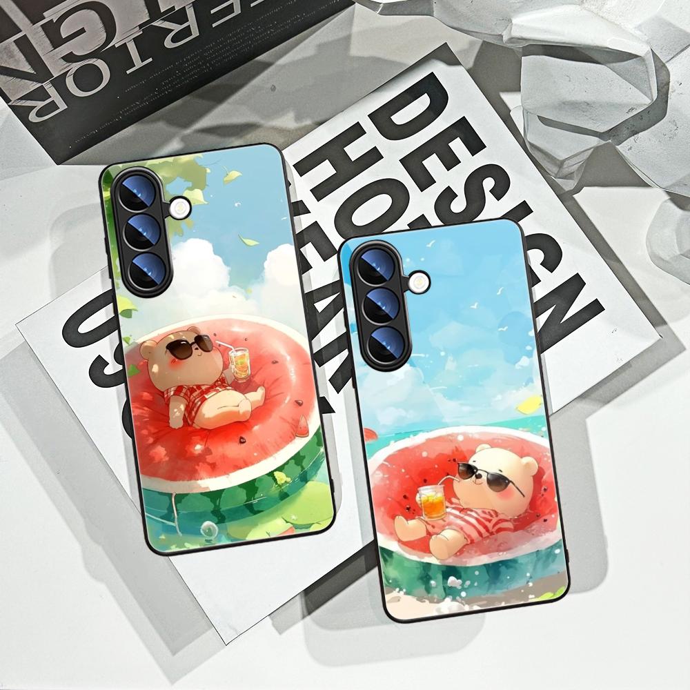 Pc Case Tempered Glass - Yazlık Serin Karpuz Kedi Telefon Kılıfı