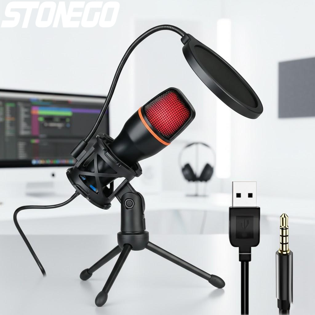 Pc Gaming Youtube - Profesyonel USB Kondenser Mikrofon Seti, RGB
