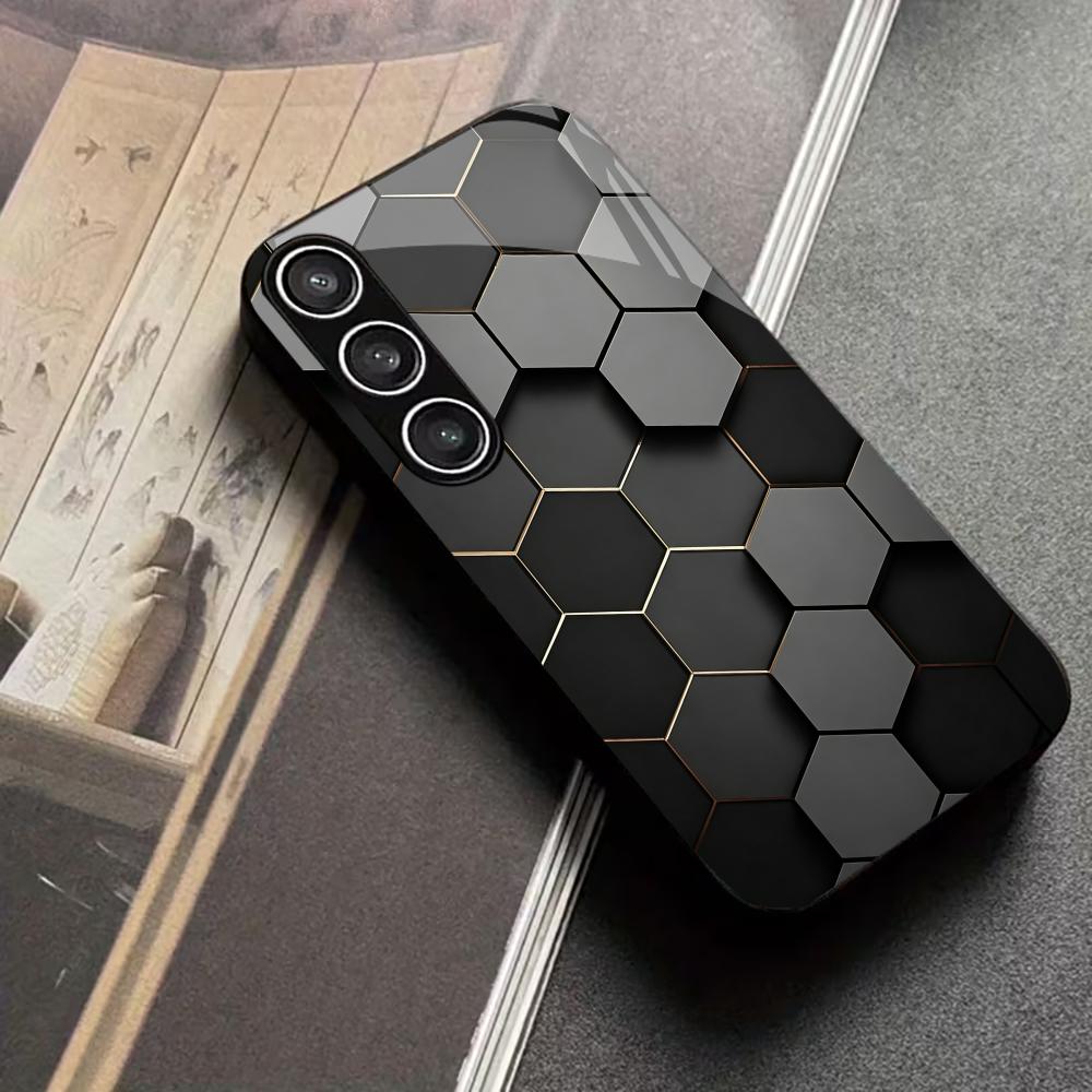 Pc Case Tempered Glass - Bal peteği desenli temperli cam telefon