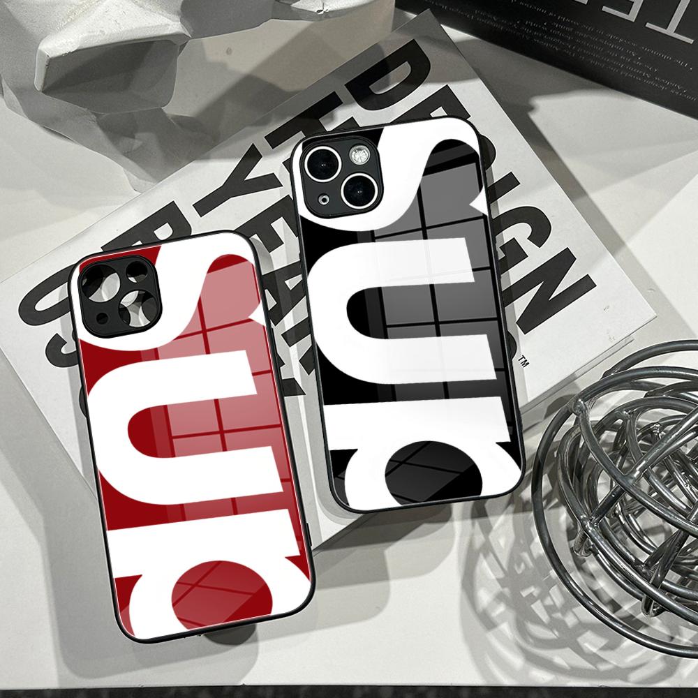 Pc Case Tempered Glass - Basit Harf Desenli Telefon Kılıfı Temperli