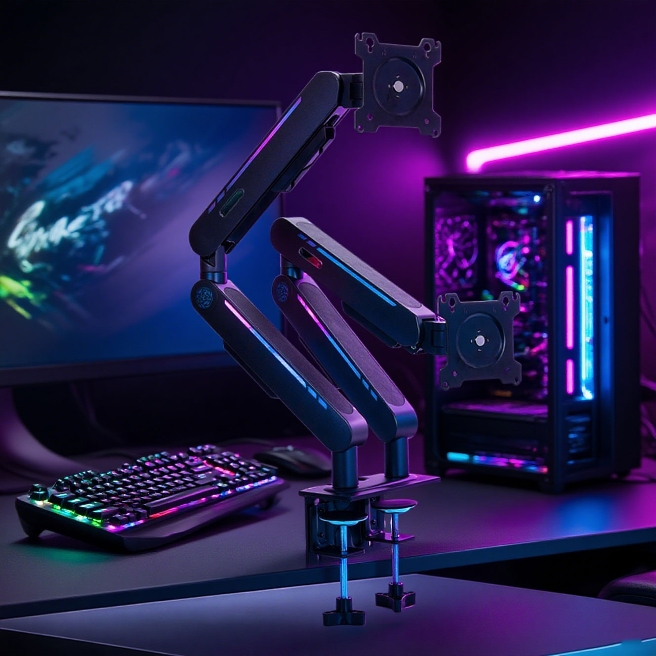 Dual Monitor Arm - Yeni Ürün Gazlı Yaylı Masa Üstü