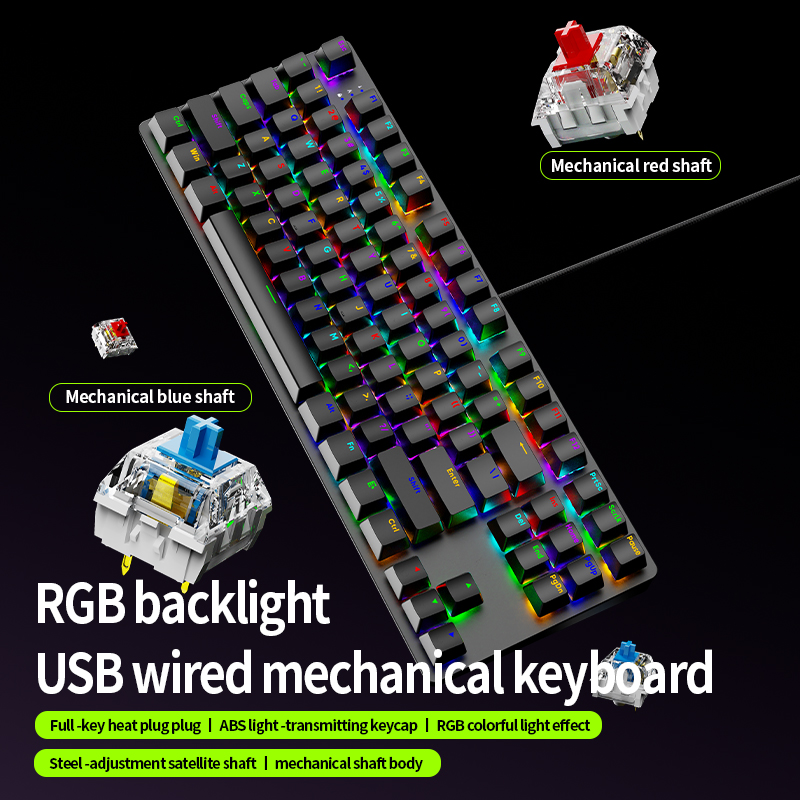 Anti-Ghosting Keyboard - AK87 Çalışırken Değiştirilebilir Mekanik Oyun Klavyesi,