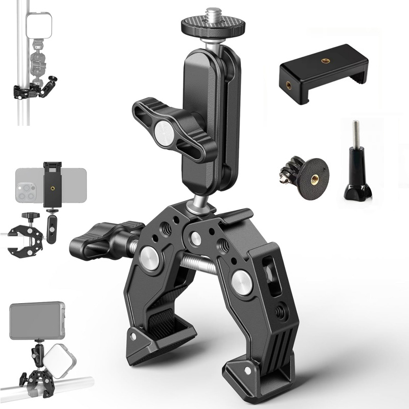 Dual Monitor Arm - Evrensel Alüminyum Süper Kelepçe, Çift Bilyalı