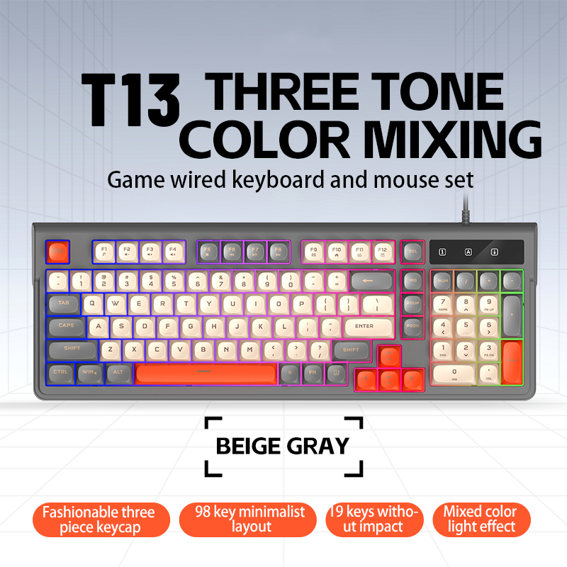 Anti-Ghosting Keyboard - Yeni T13 Kablolu Oyun Klavyesi 98