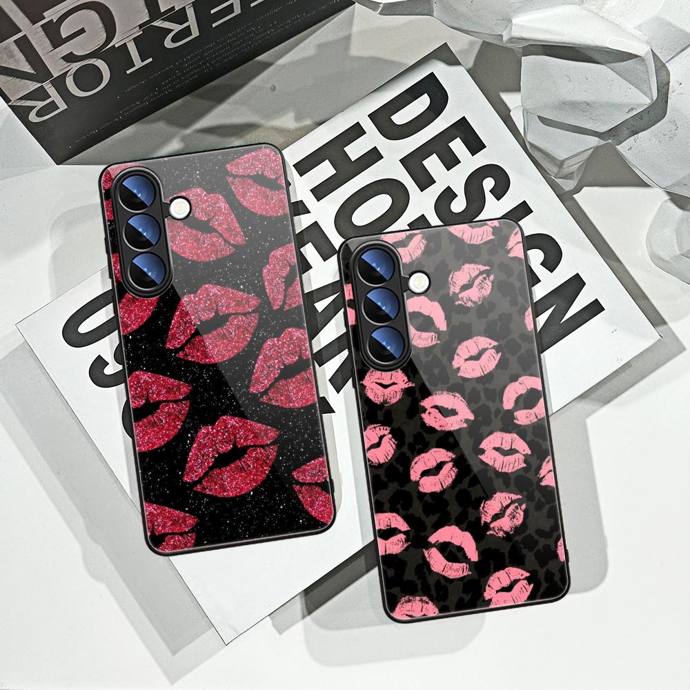 Pc Case Tempered Glass - Vintage Leopar Aşk Öpücüğü Baskılı Telefon