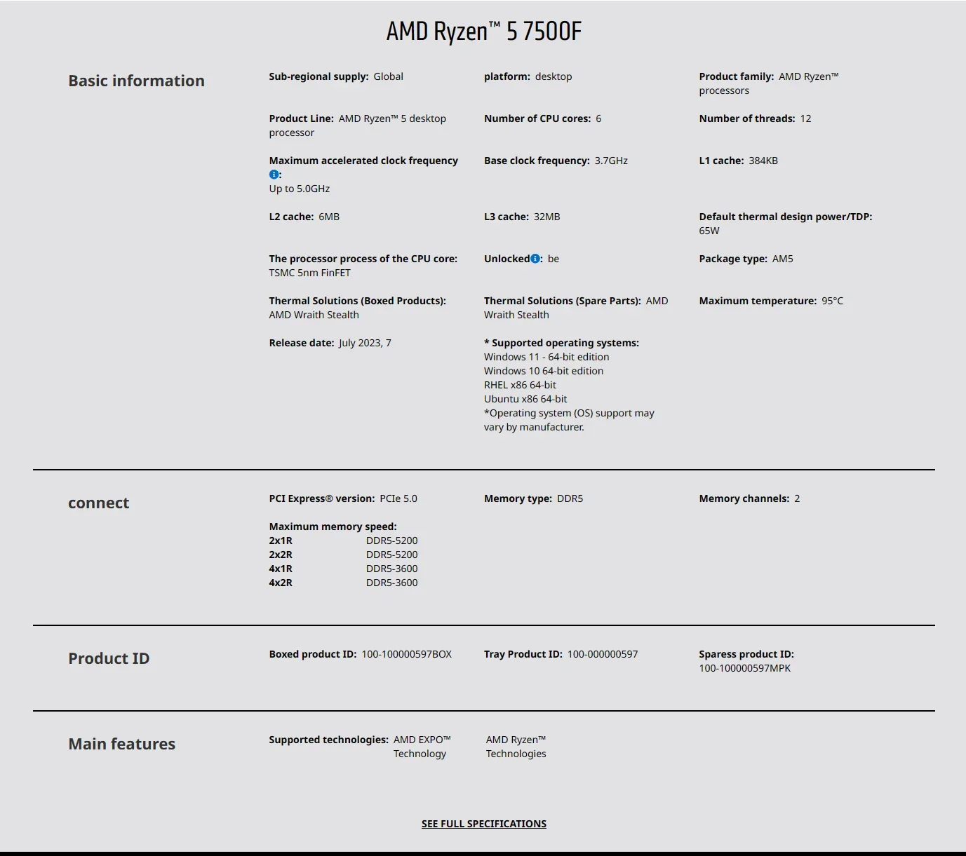 AMD Ryzen 5 7500F AM5 5nm Oyun - Pc Gaming Ddr5 incelemesi ve fiyatı